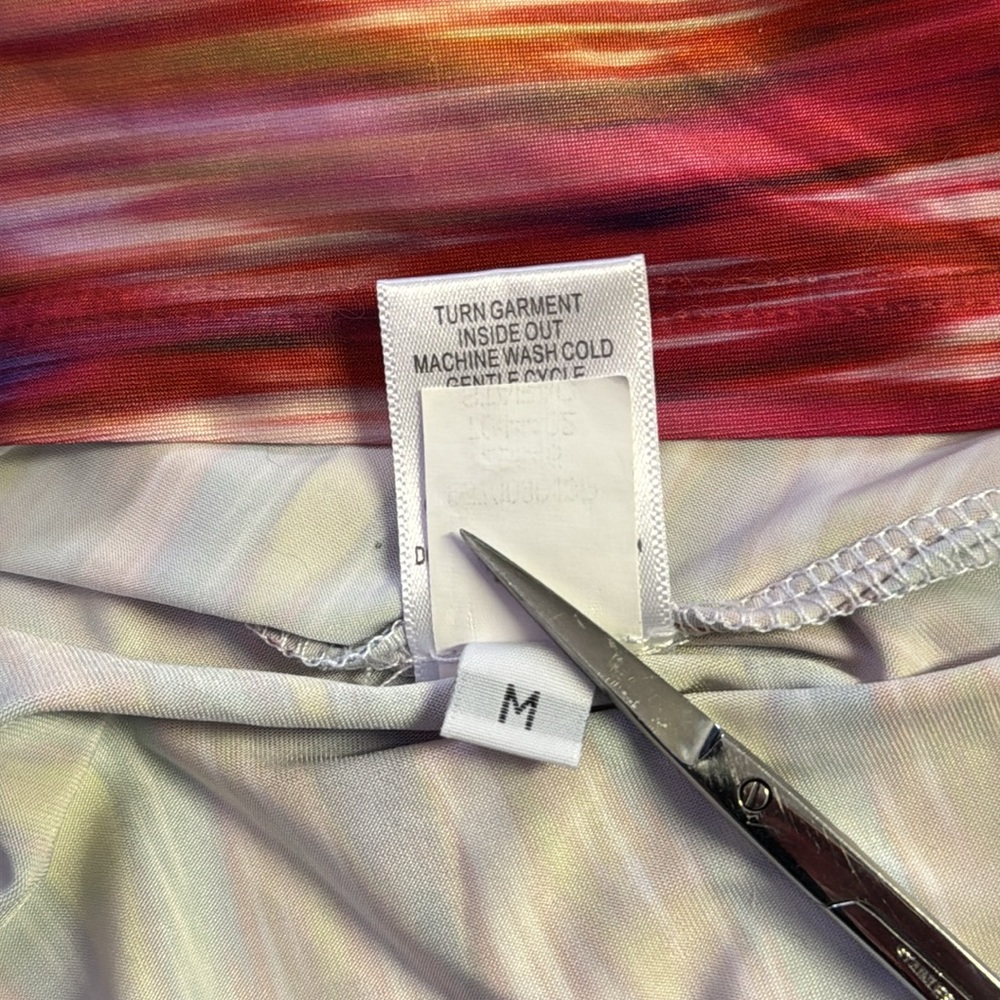 ONE WORLD STARAC Maxi Dress BOHO Crochet Lace Colorful Rainbow Abstract Print M - Picture 12 of 12